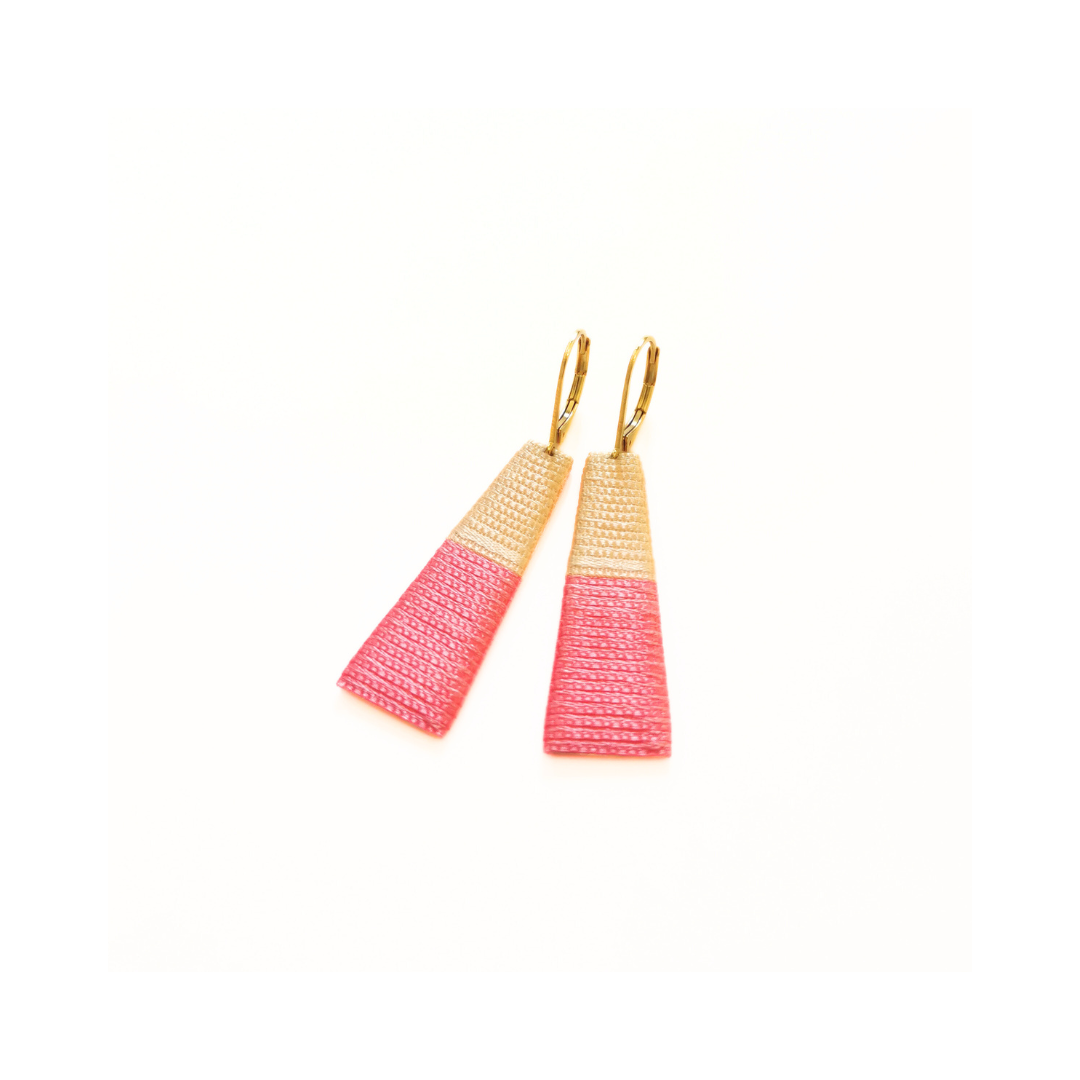 THOT. Boucles d'oreilles _ rose saumon rose bonbon
