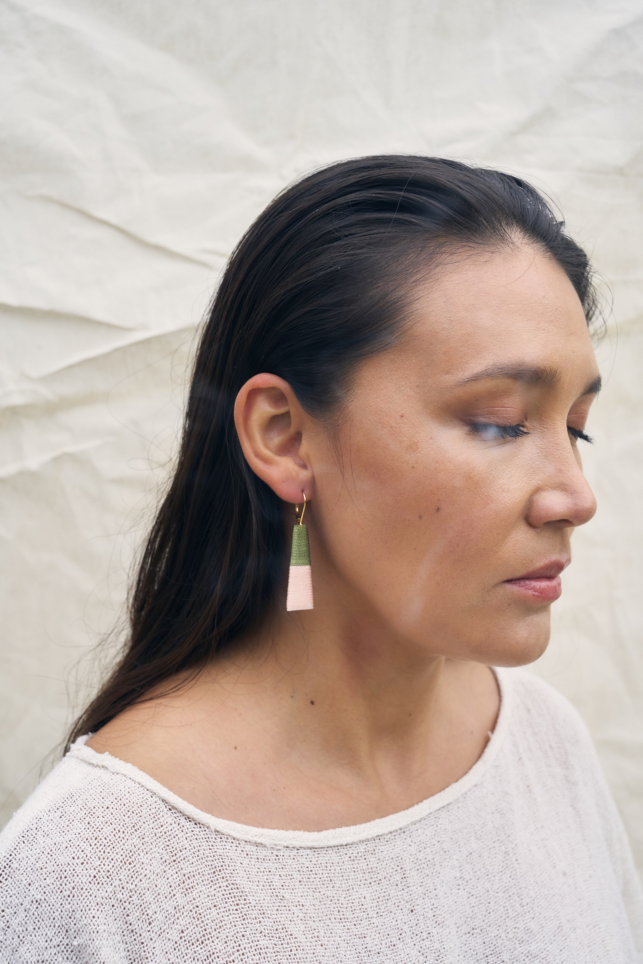THOT Boucles d'oreilles Gamme Terre - vert kaki rose saumon