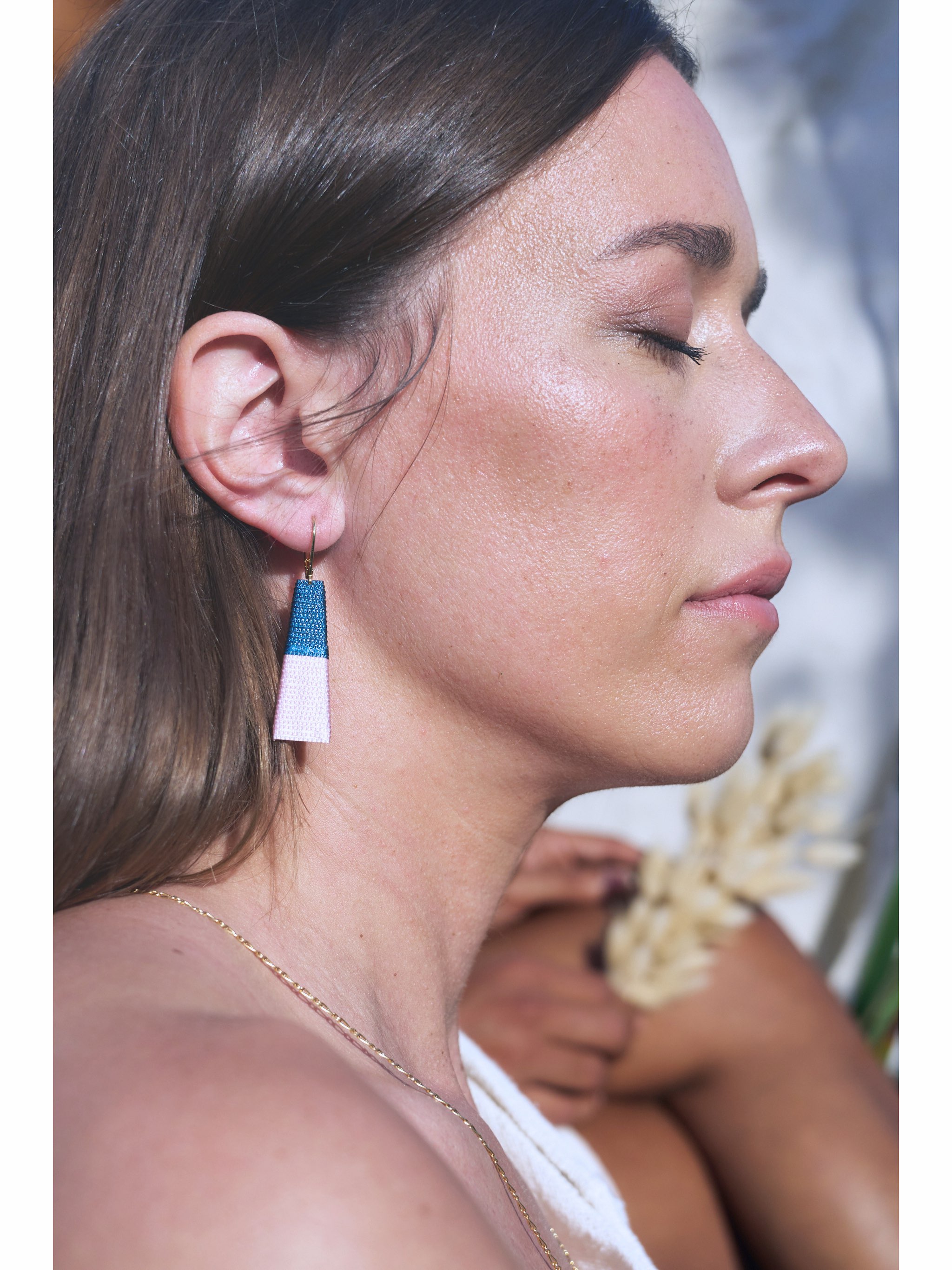 THOT Boucles d'oreilles Gamme Eau - bleu canard rose poudré