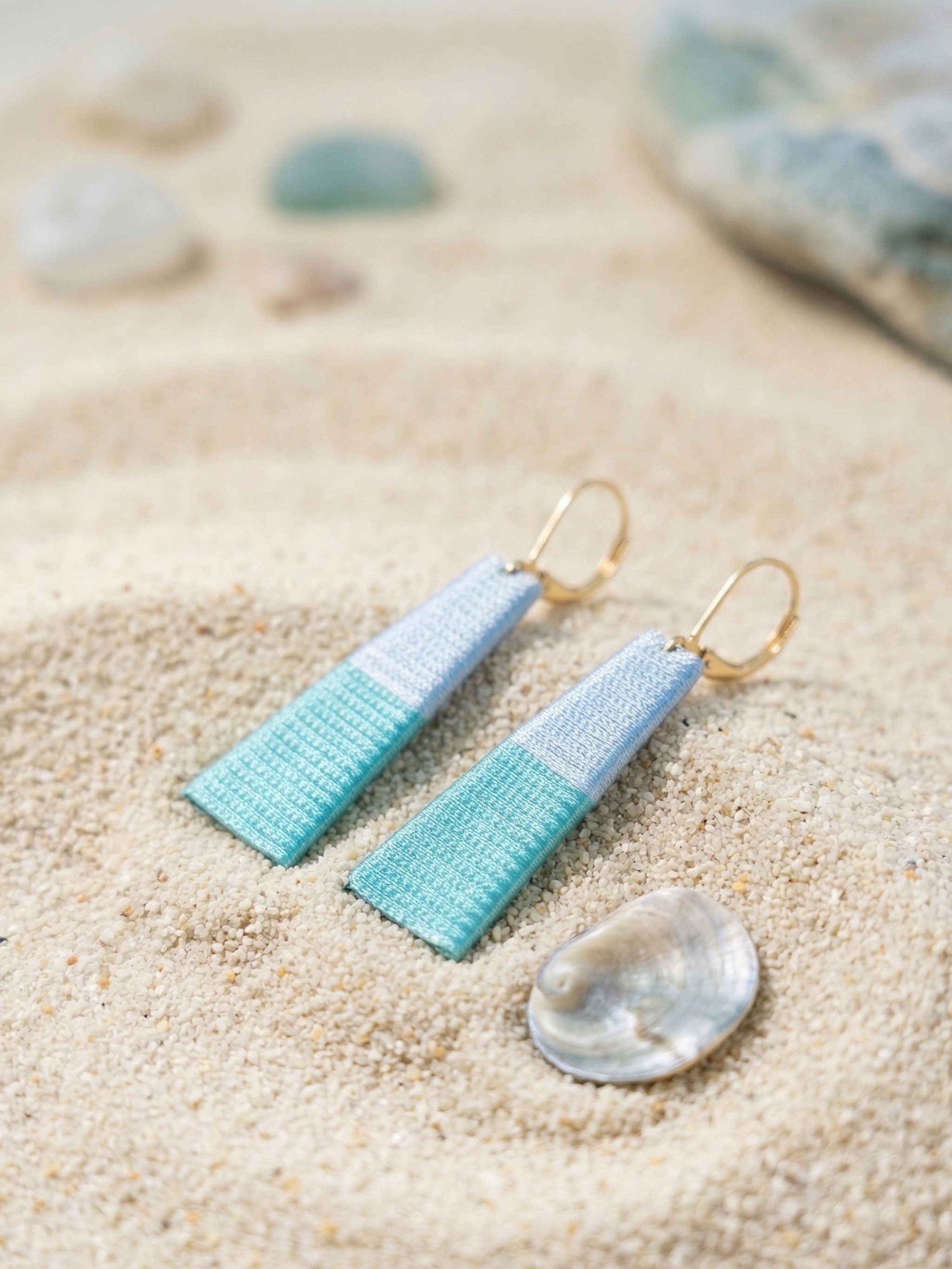 THOT Boucles d'oreilles Gamme Eau - bleu canard rose poudré