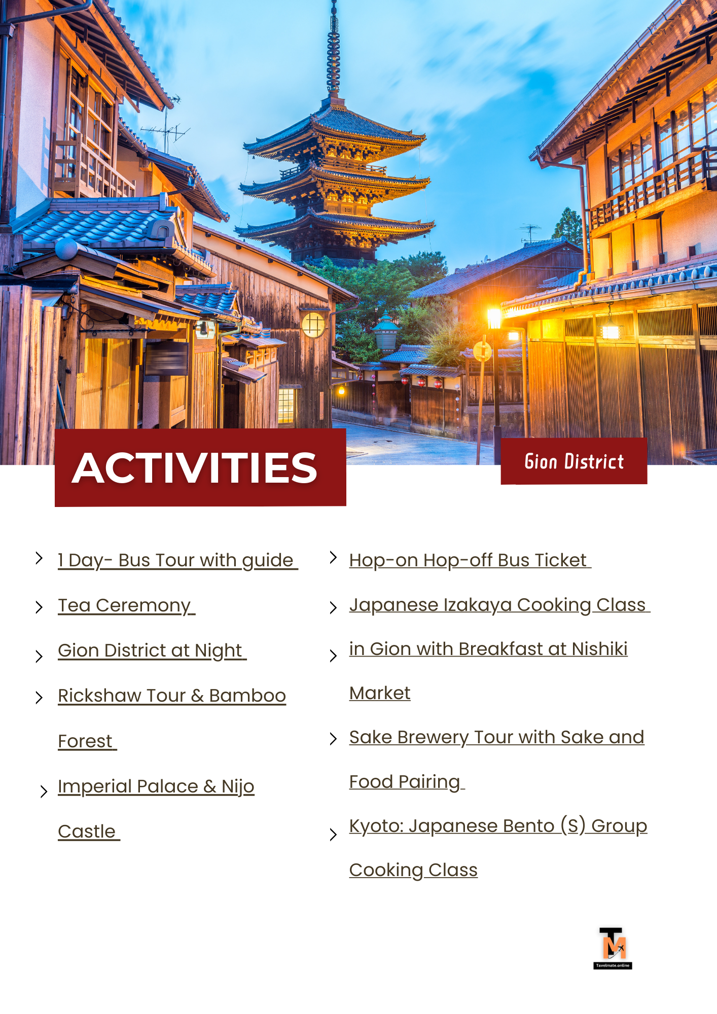 Kyoto attractions Tour Guide