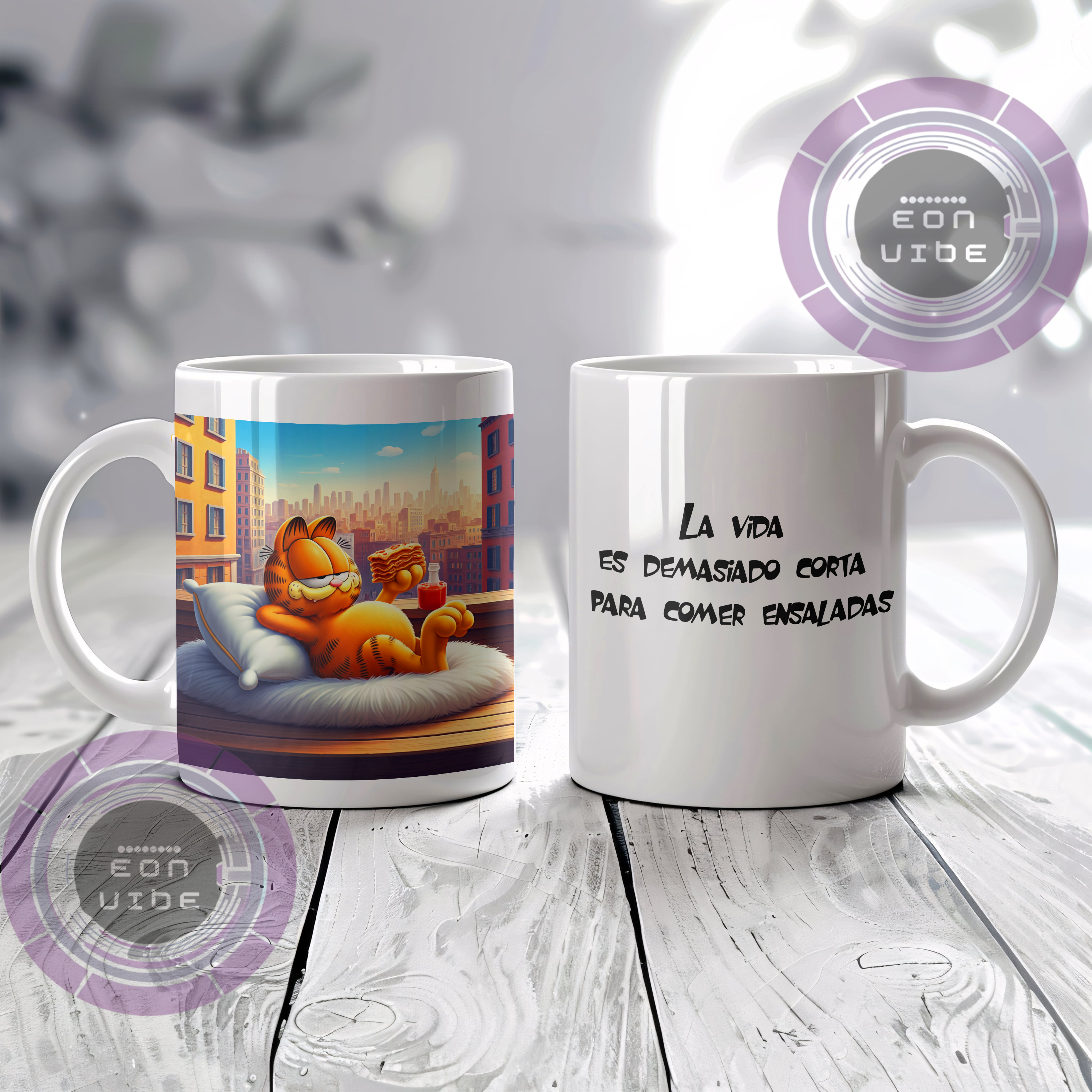 Taza 😺 La vida es demasiado corta para comer ensaladas 🥧☕