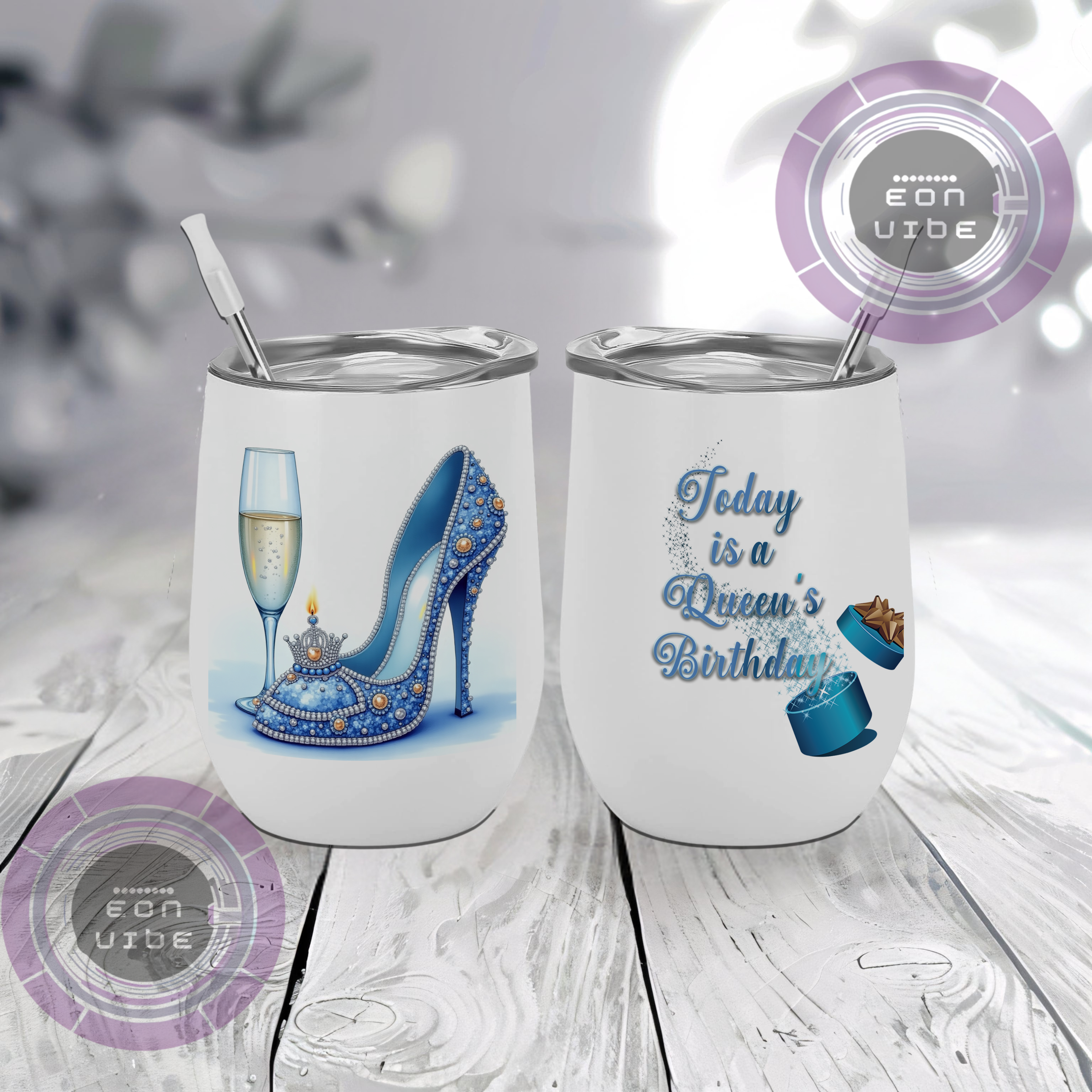 Vaso Vino/Champagne Cumpleaños de la Reina - Elegancia y Estilo