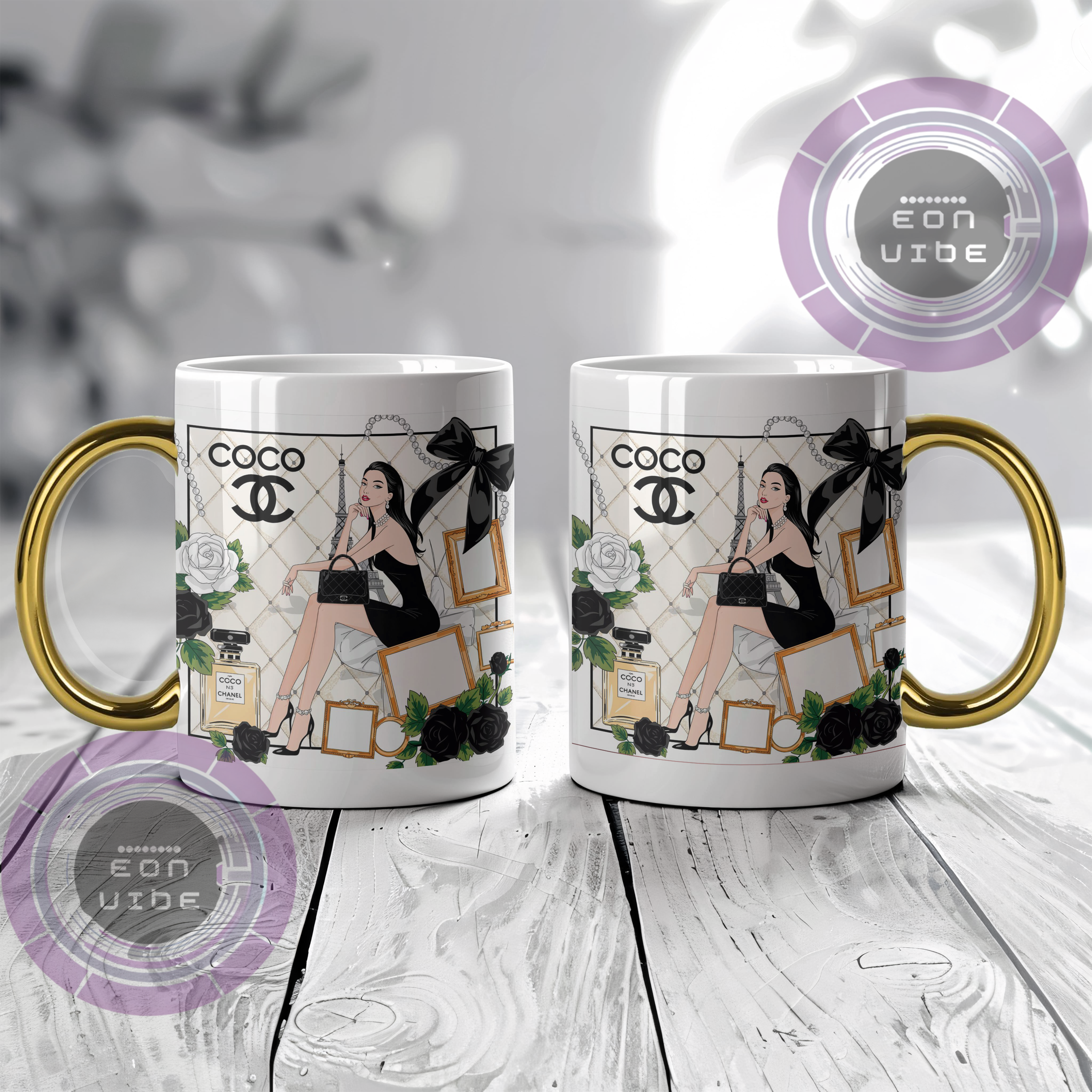 Taza Chic Clásico – Asas Doradas