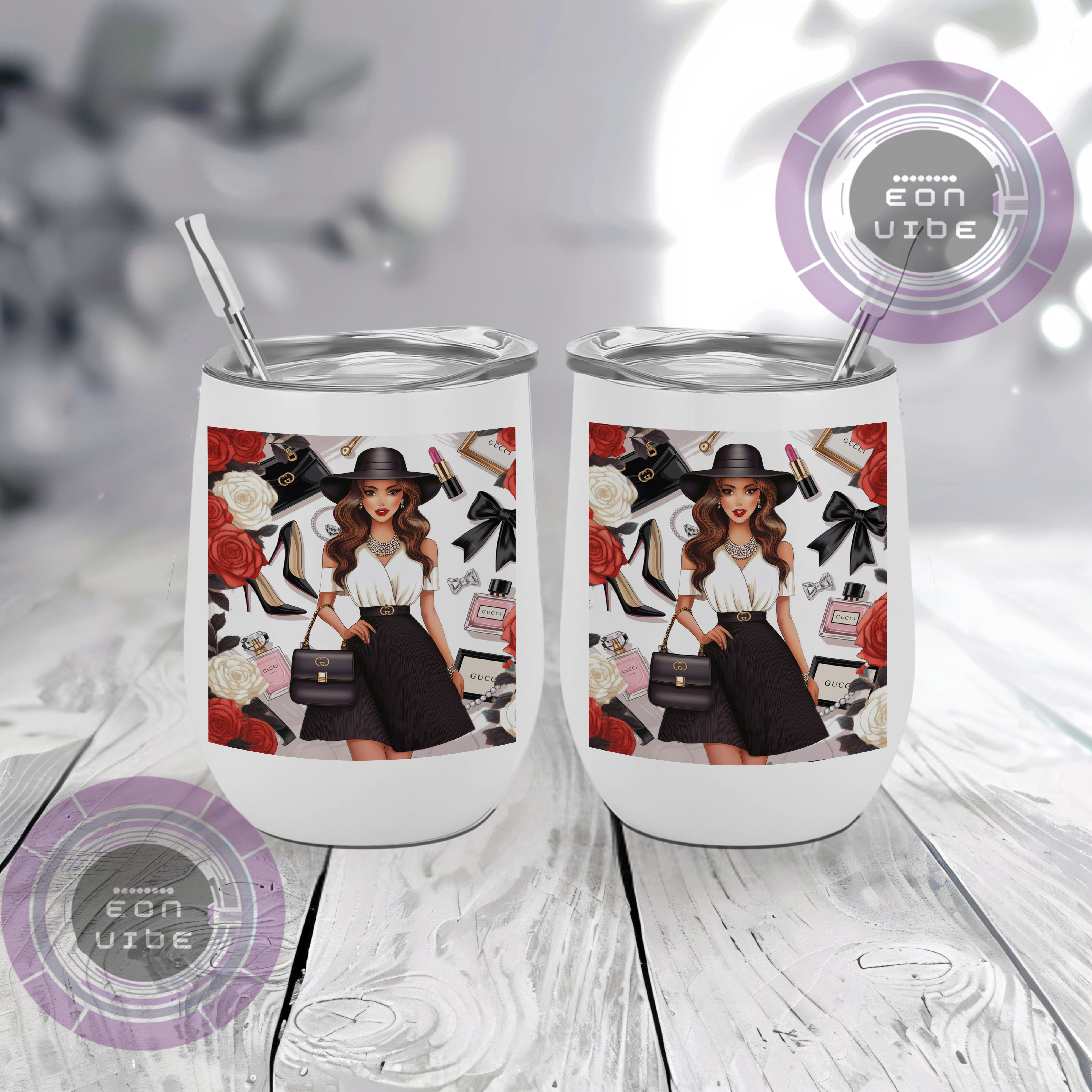 Tumbler Elegancia Floral – 12oz Vino