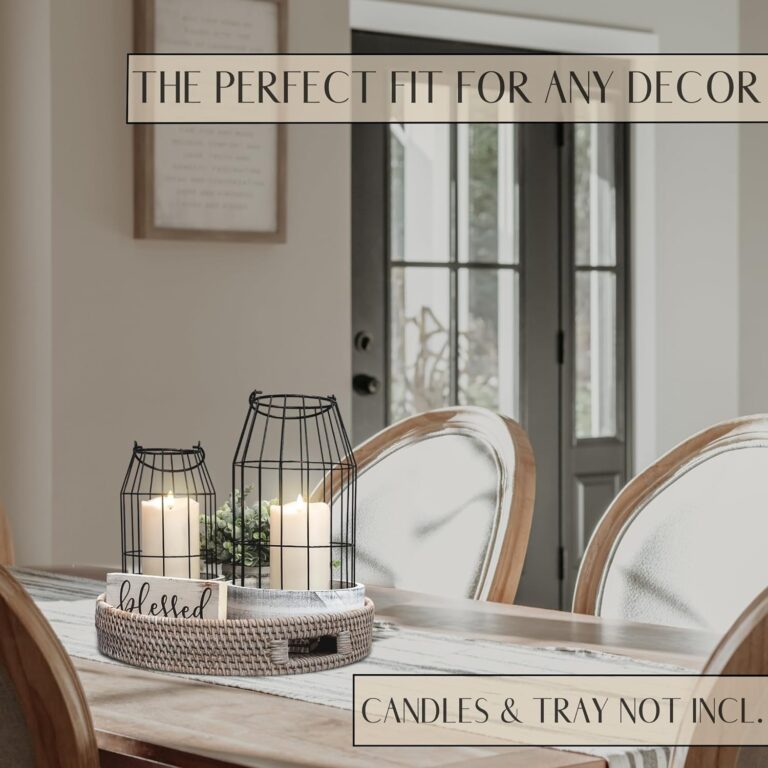 Rustic Farmhouse Lantern Decor – Stylish Decorative Lanterns for Your Living Room, Fireplace Mantle or Kitchen Dining Table – Modern Upscale Beauty for Your Entire Home