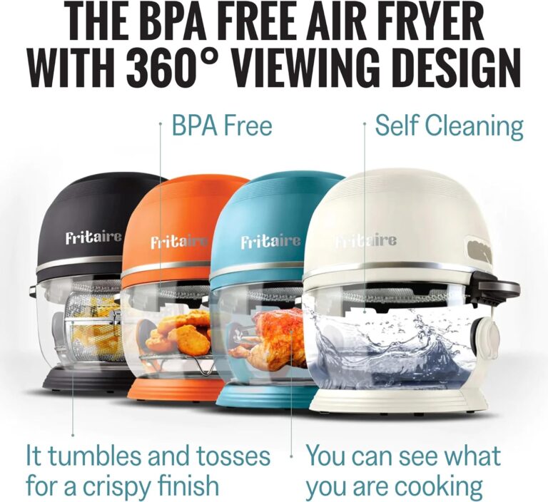 Self-Cleaning Air Fryer 5 Quart with 360 Visibility, Non-Toxic, BPA-Free, 400F Vortex for Even Cooking, 6-in-1 Functions, Rotisserie, Roast, Bake, Dehydrate, Vortex Air Fryer, Teflon Free
