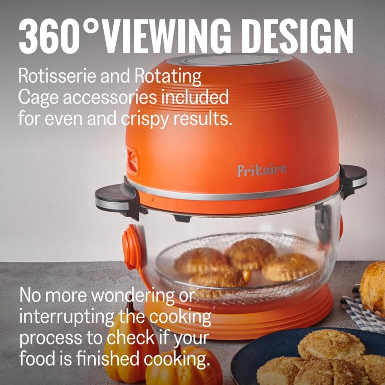 Self-Cleaning Air Fryer 5 Quart with 360 Visibility, Non-Toxic, BPA-Free, 400F Vortex for Even Cooking, 6-in-1 Functions, Rotisserie, Roast, Bake, Dehydrate, Vortex Air Fryer, Teflon Free