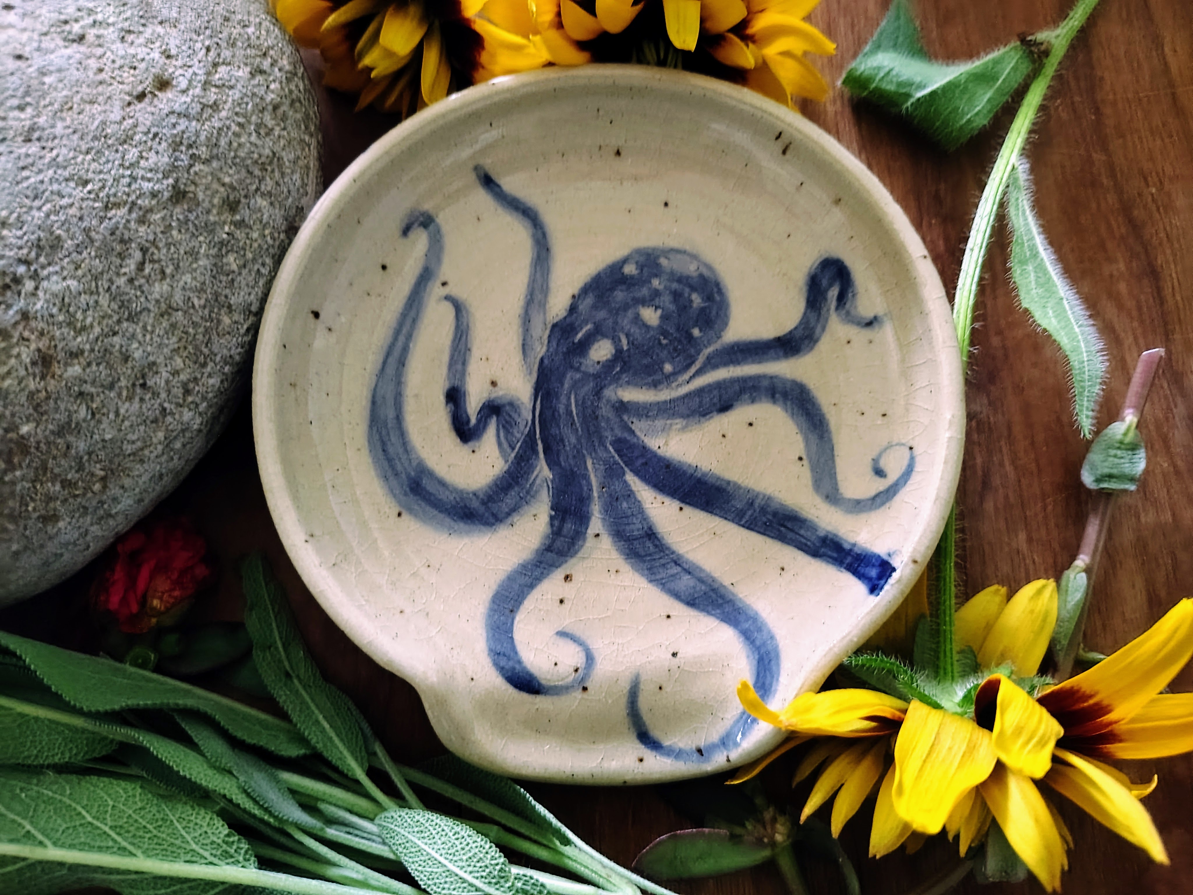 Blue Octopus Spoon Rest