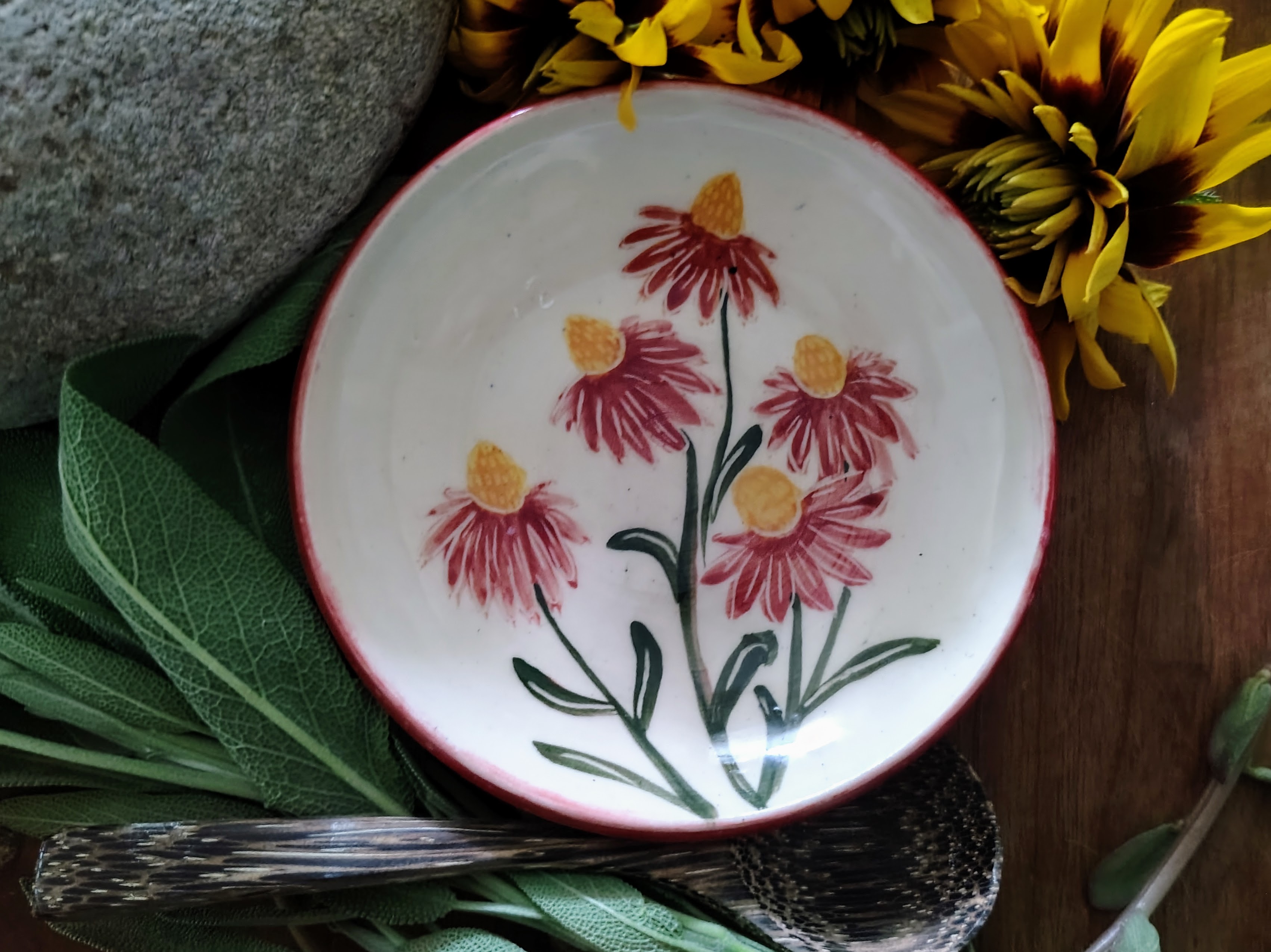 Coneflower shallow bowl/Saucer