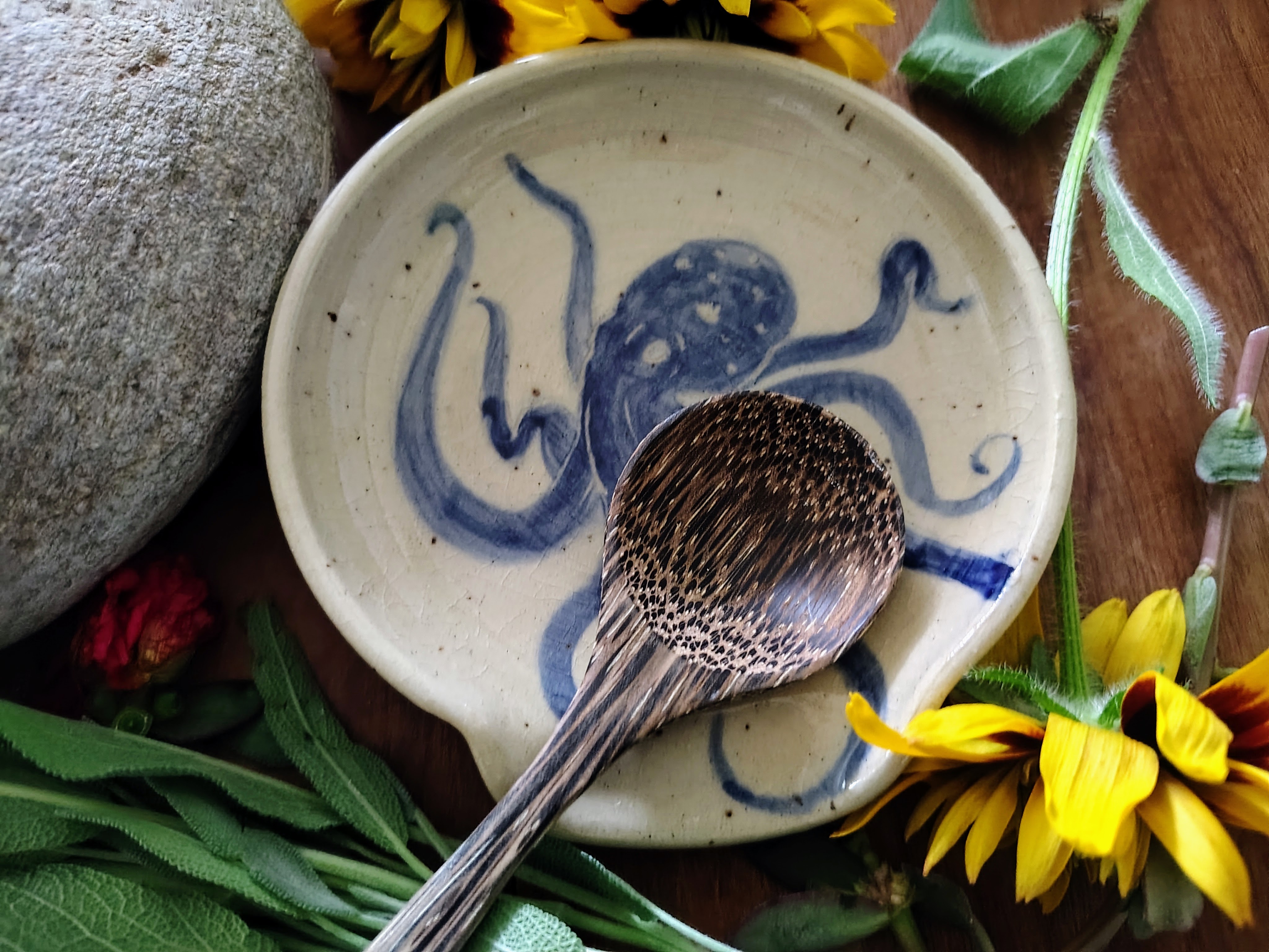 Blue Octopus Spoon Rest