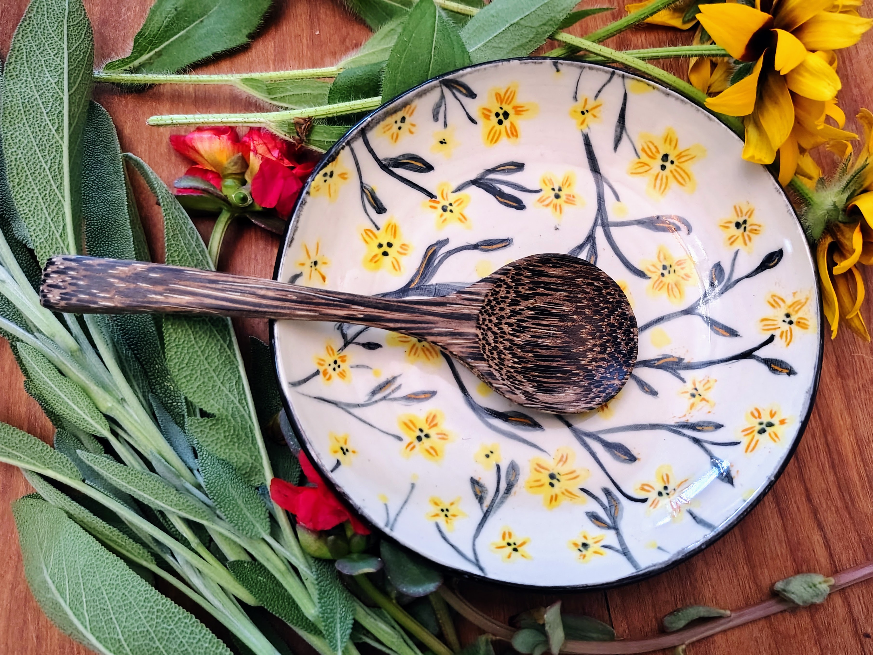 Forsynthia Floral Ceramic Plate