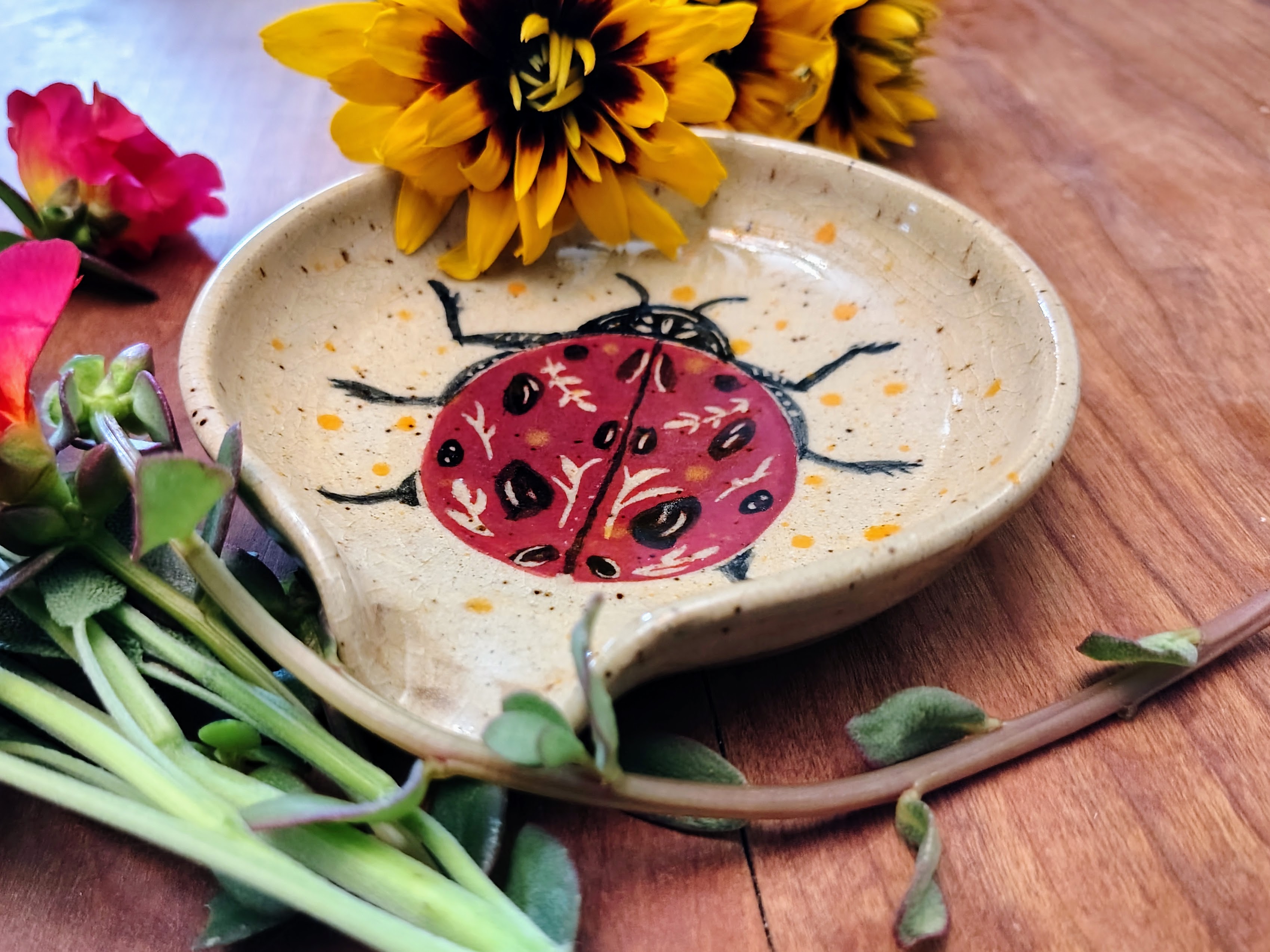 Ladybug Ceramic Spoon Rest
