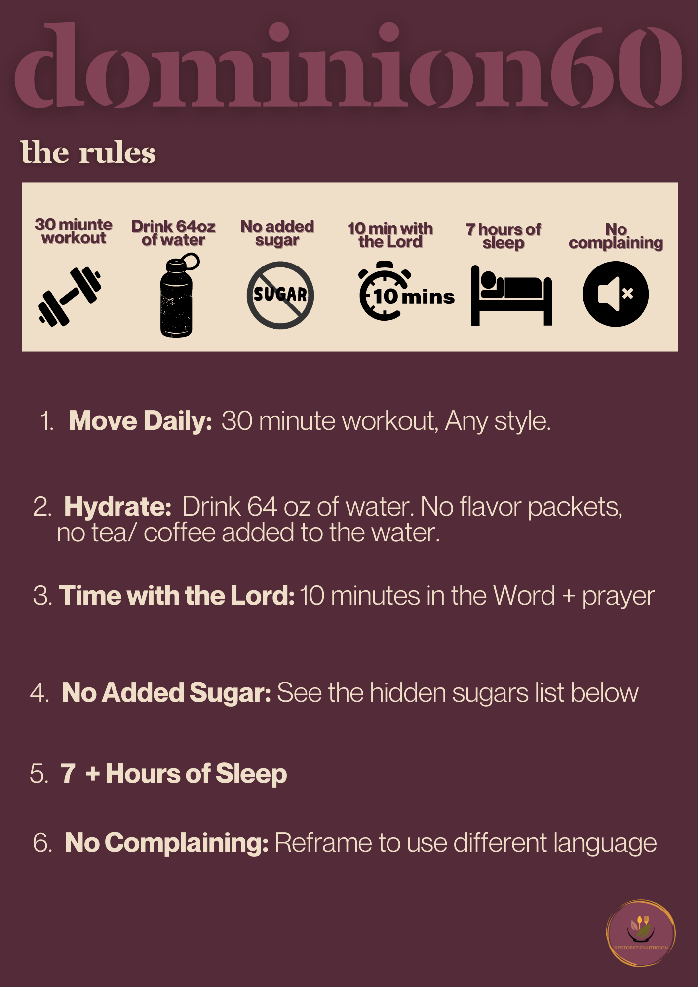 Dominion 60: 60-Day Challenge to Transform Mind, Body, & Discipline