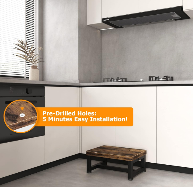 Wooden Step Stools for Adults Kids with Non-Slip Rubber Feet, Heavy Duty Stepping Stools with 500-LBS Capacity for Bedroom Kitchen Bathroom, Bed Steps for High Beds, Easy to Assemble, Rustic Brown