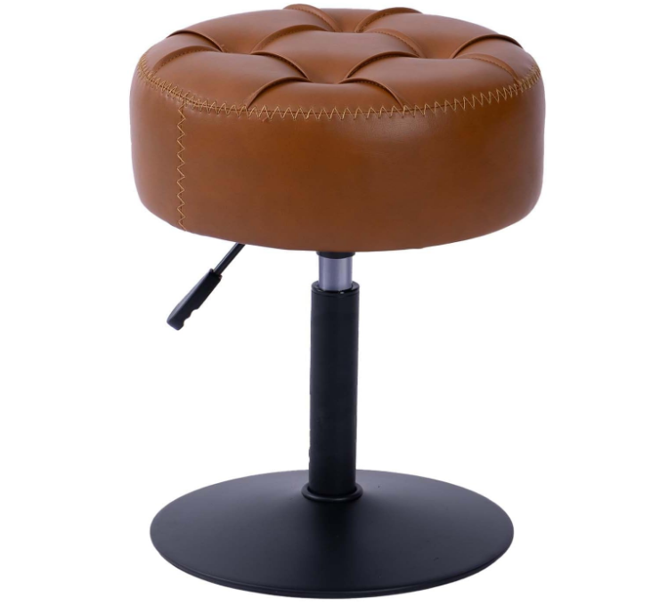 Adjustable 360° Swivel Vanity Stool with Faux Leather for Makeup Room, Bathroom, Living Room and Ottoman