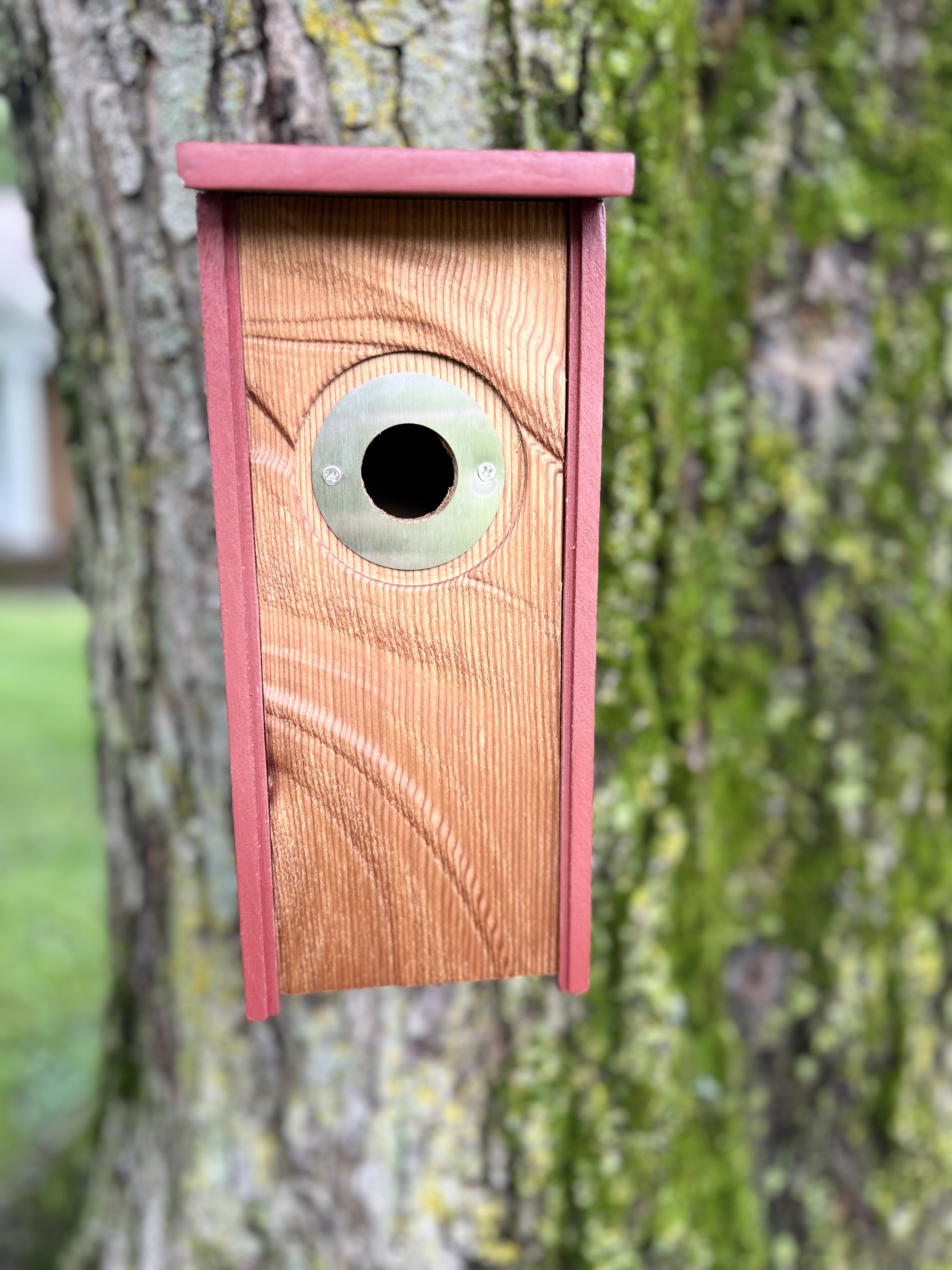 Red Ripples Birdhouse For Wrens, Sparrows, Titmouse, and Downy Woodpeckers