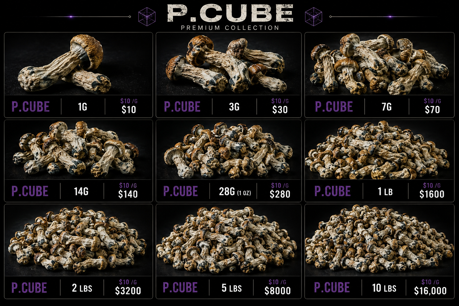 P. Cube Premium Mushrooms (1g)
