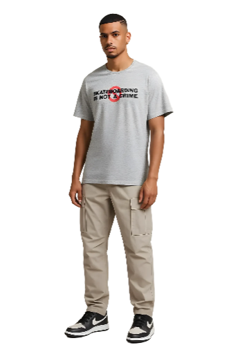 Camiseta Skateboard Is Not A Crime Cinza Manga Curta