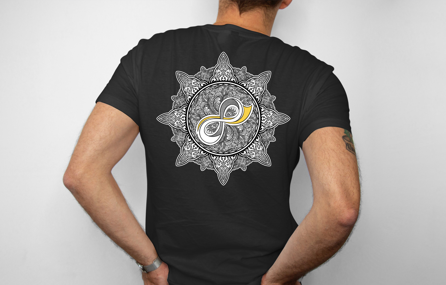 Unisex Black Mandala T-Shirt by infinite-VARIABLE