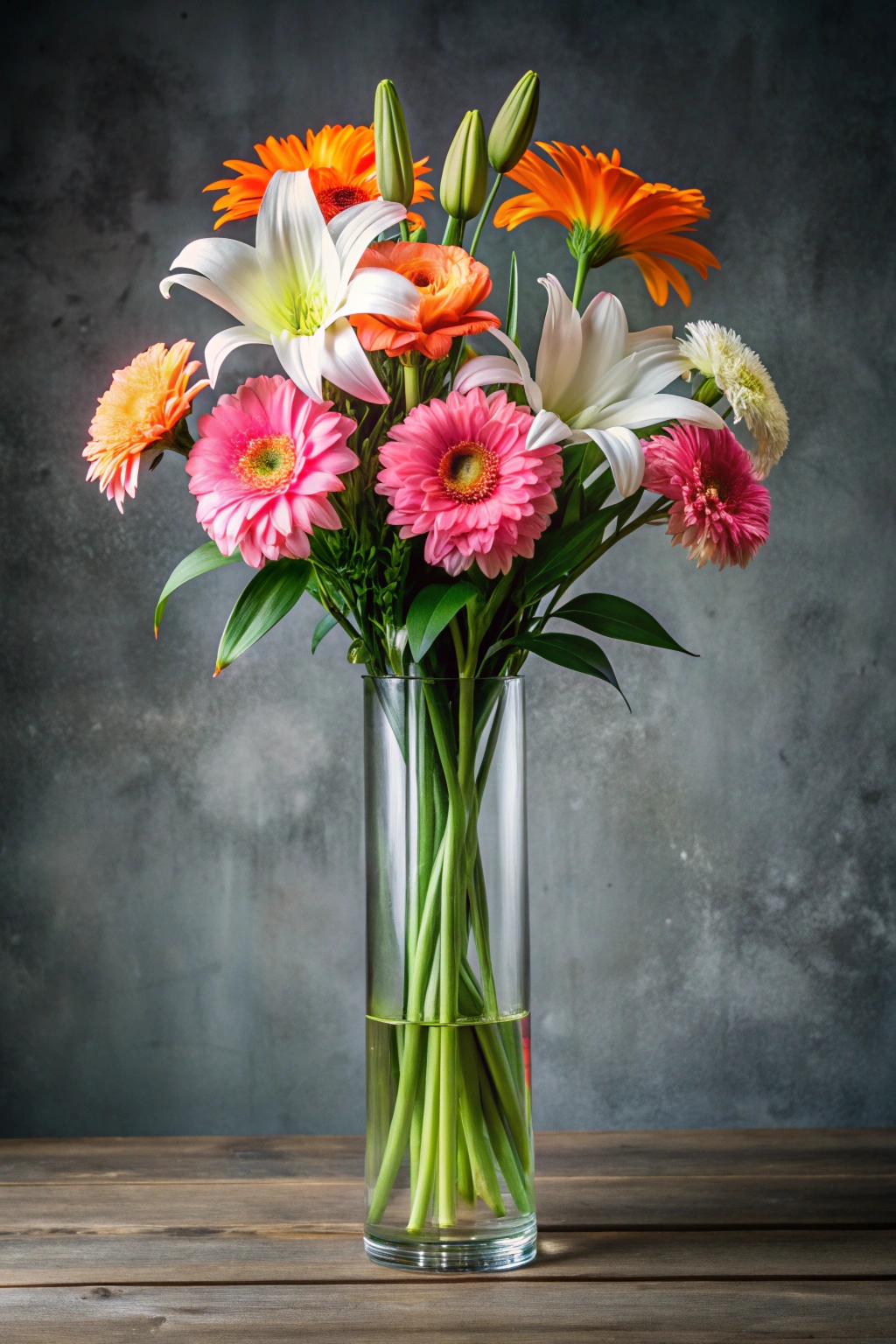 Mixed Flower Bouquet in Glass Vase