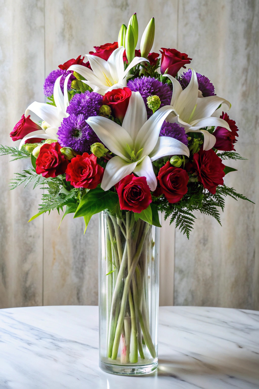 Elegant Floral Arrangement in Glass Vase