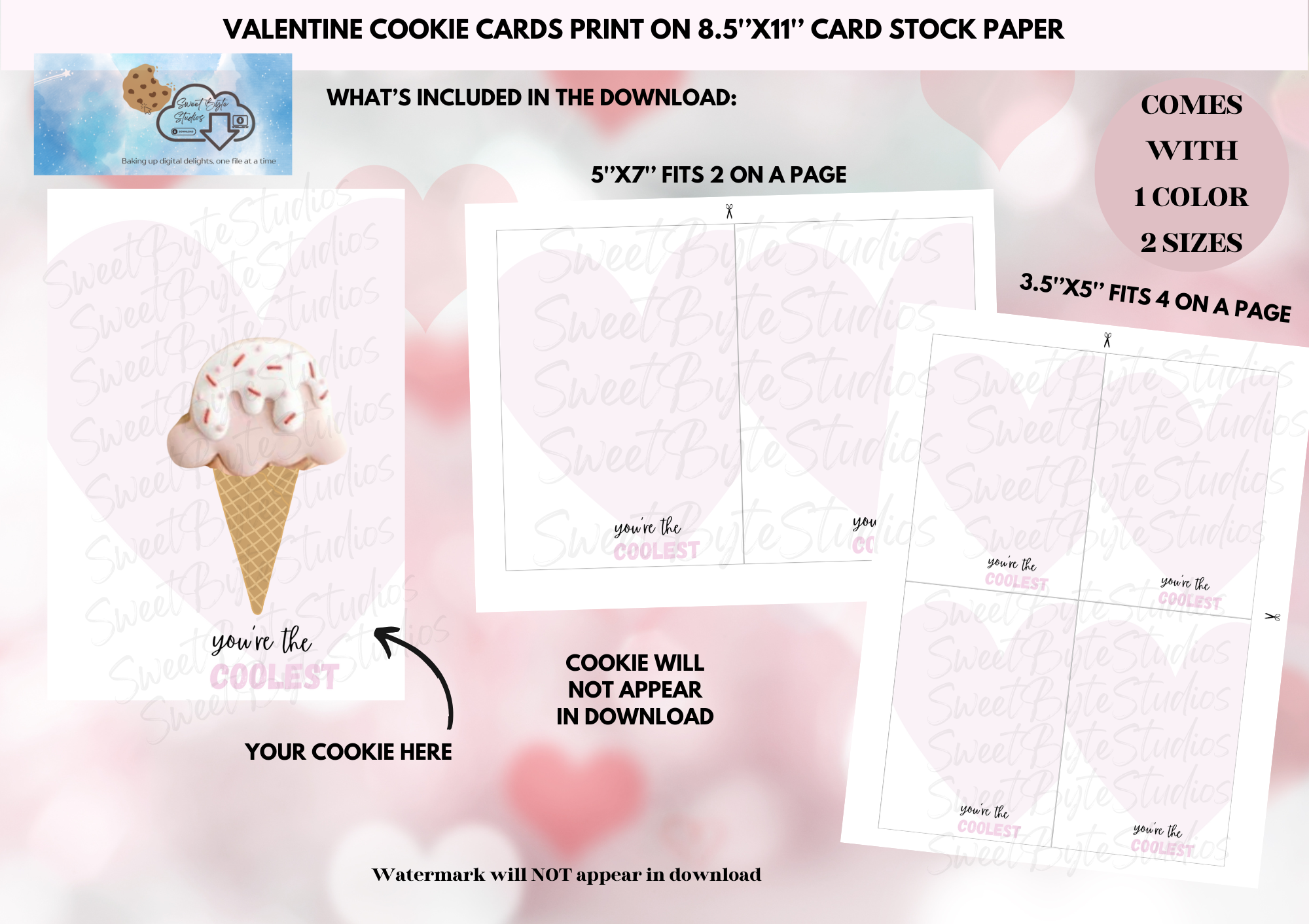 Valentine Coolest Cookie Card with link EDITABLE FILES