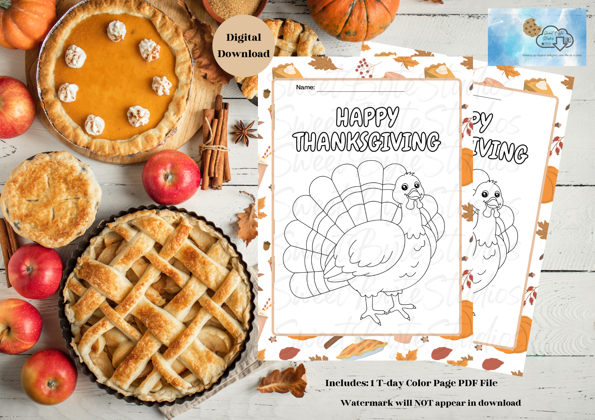 Thanksgiving Turkey Coloring Page PDF File