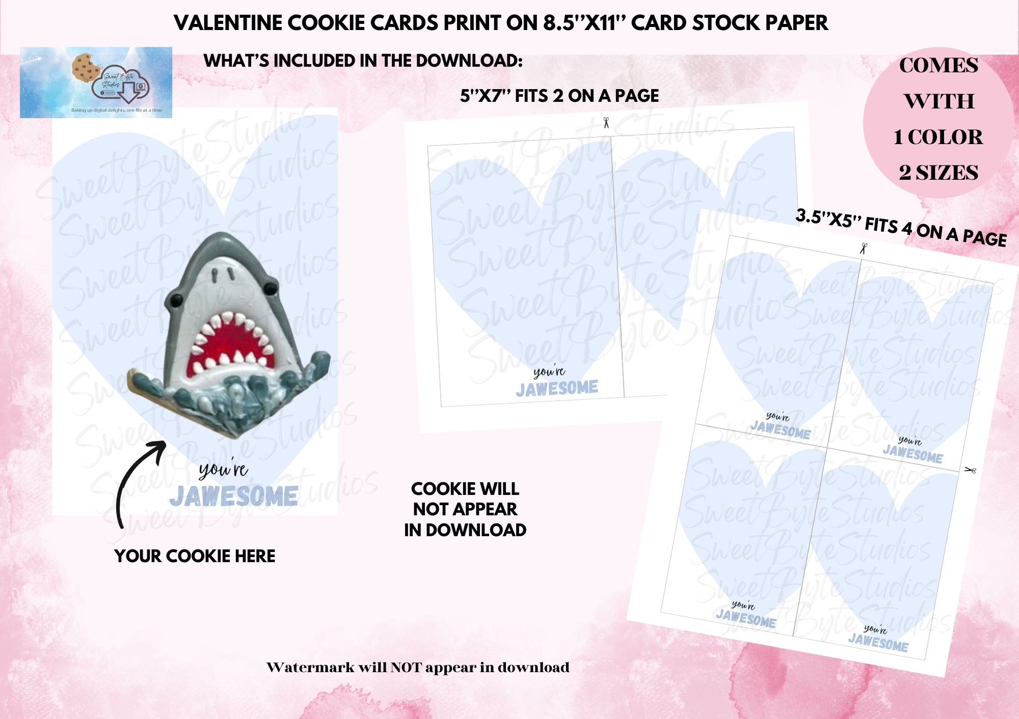 Valentine Jawesome Cookie Cards with link EDITABLE FILES