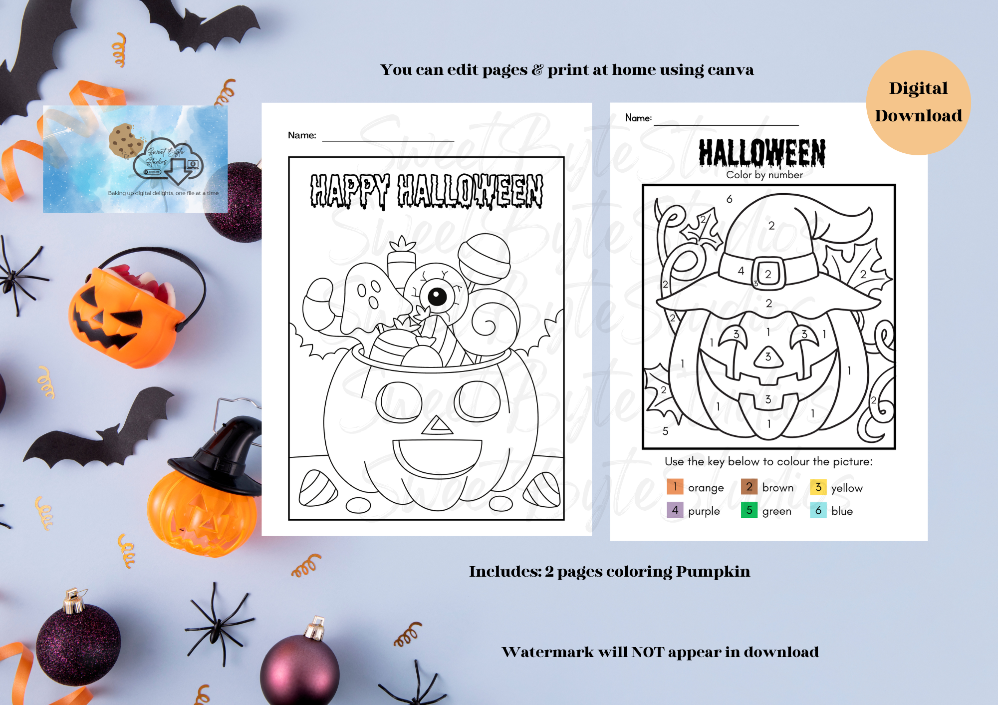 Pumpkin Coloring Pages 2 comes with link EDITABLE FILES