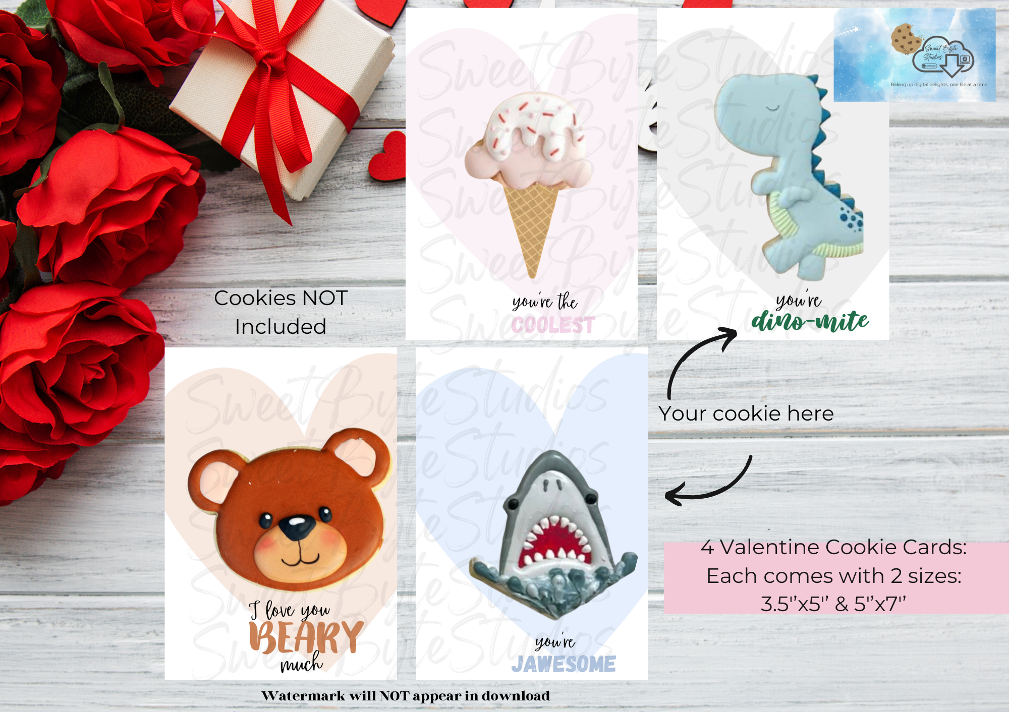 Valentine Cookie Cards with link EDITABLE FILES