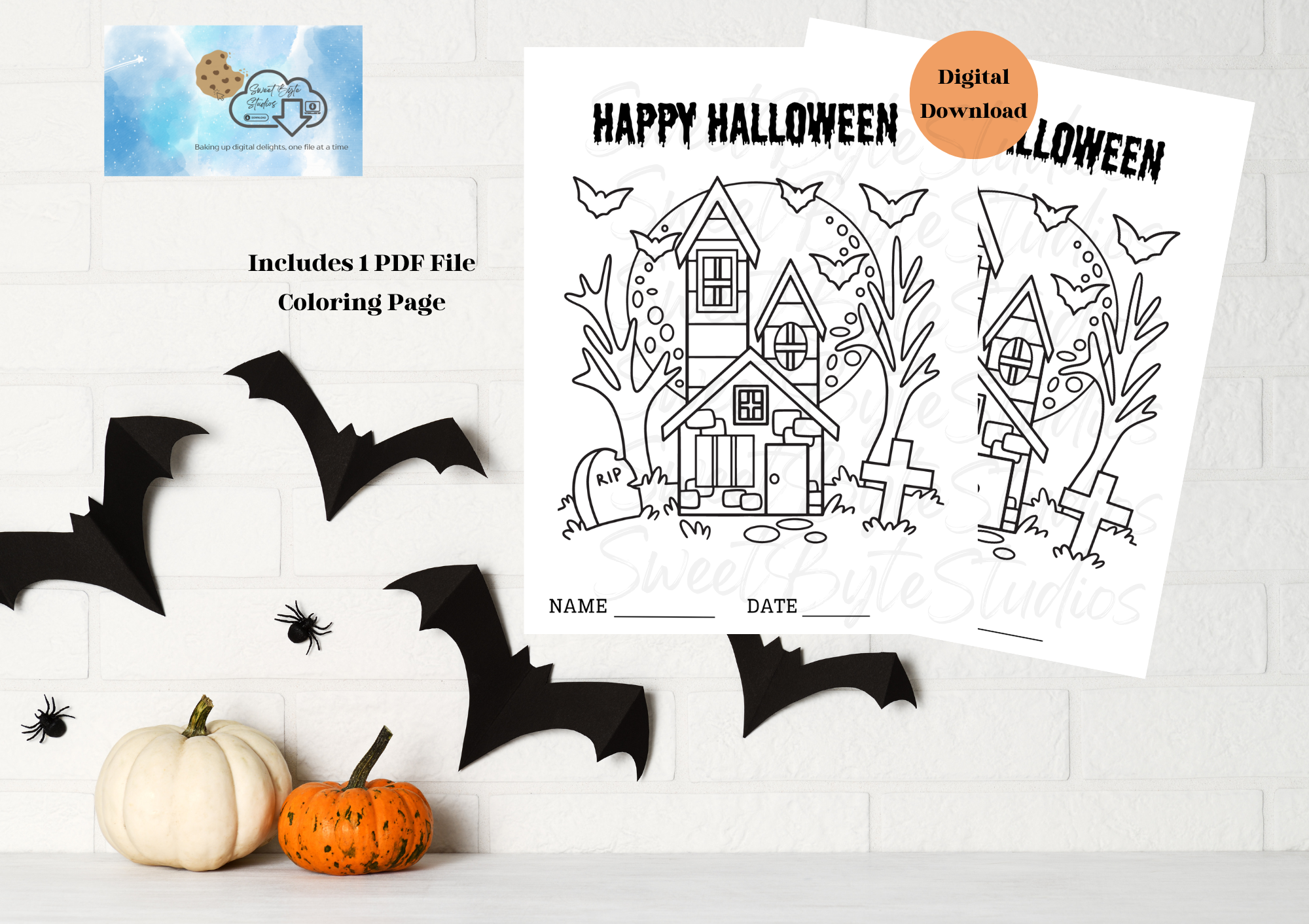 Haunted House 2 Coloring Page PDF File