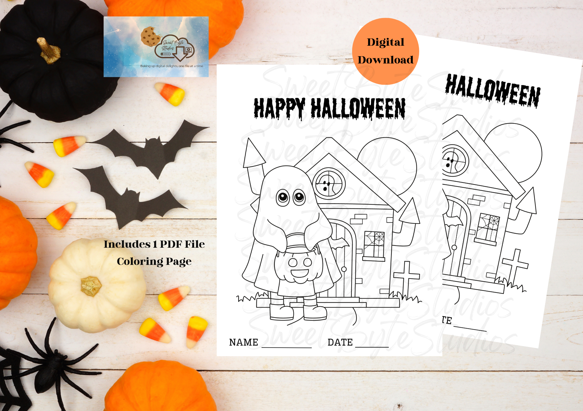 Trick or Treat House Coloring Page PDF File