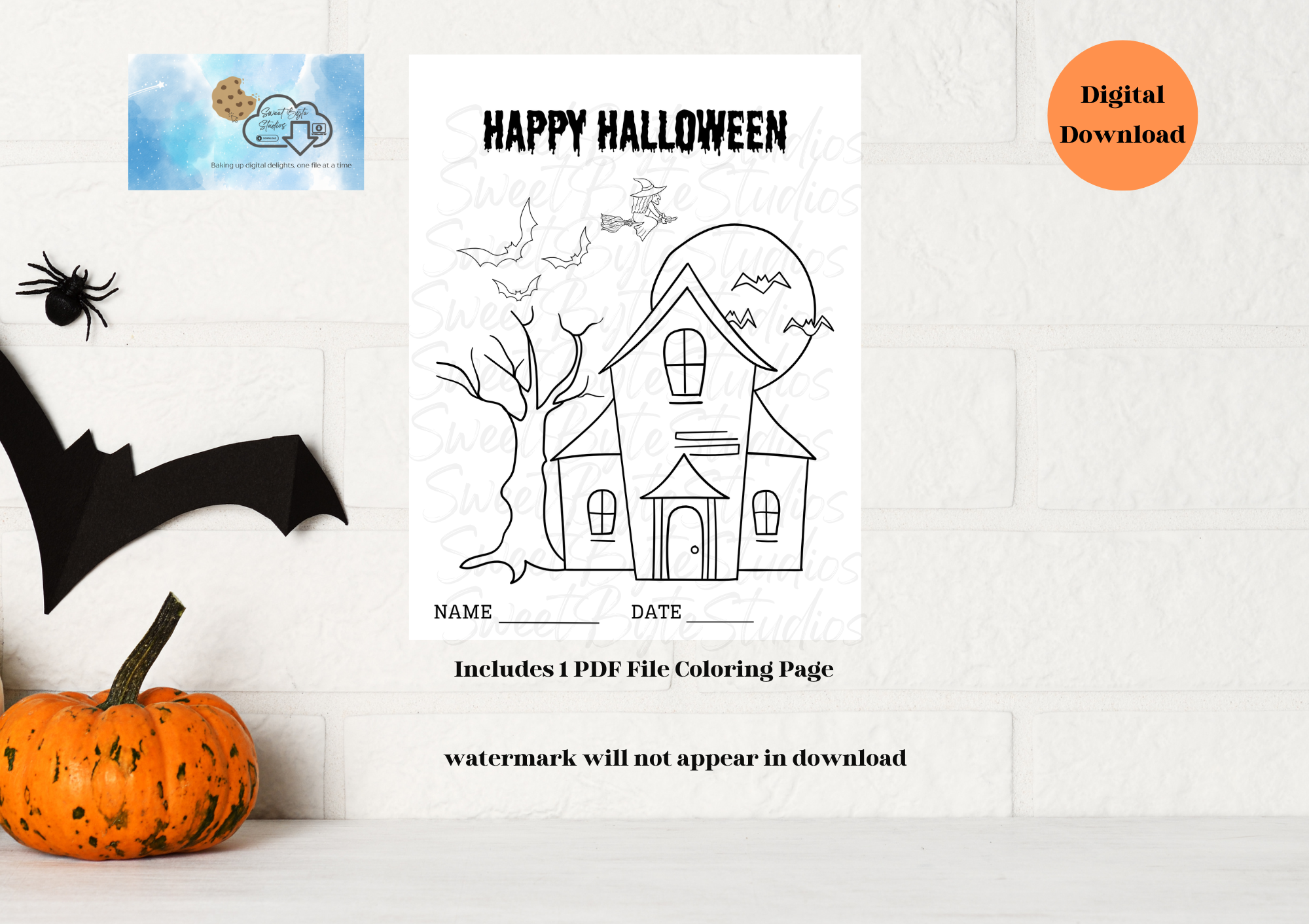 Haunted House Coloring Page PDF File