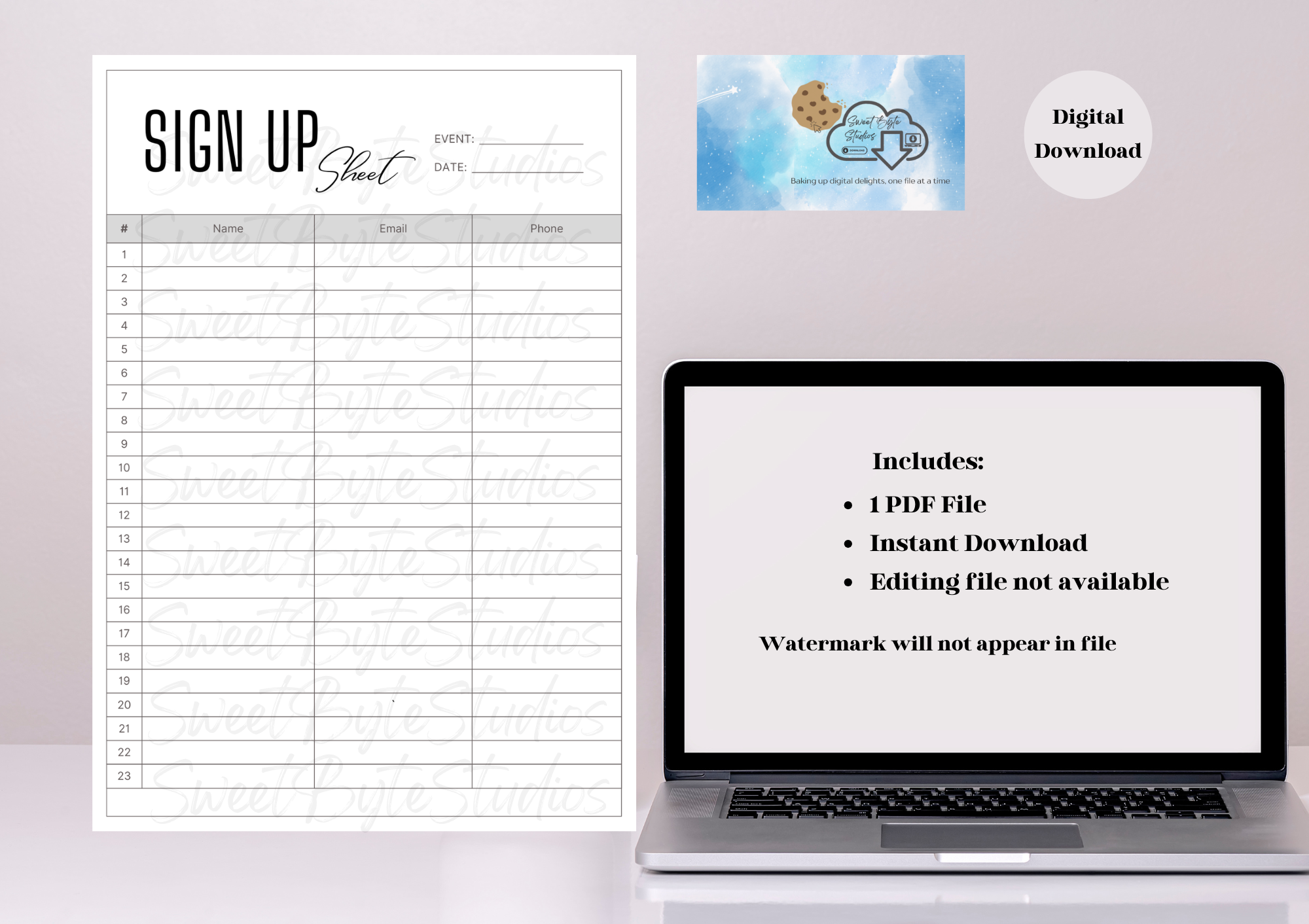 Sign up Sheet Template PDF File