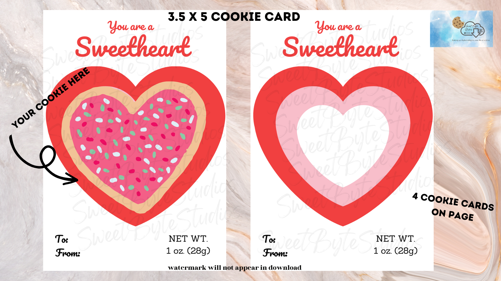 You are a Sweetheart Cookie Card 3.5'' X 5'' PDF File