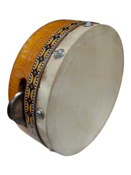 Traditional Handheld Tambourine / Khanjiri with jingles