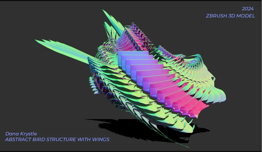 Abstract Bird with wings Sculpture [ZBrush tool+ project]  