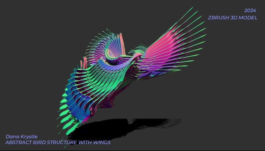 Abstract Bird with wings Sculpture [ZBrush tool+ project]  