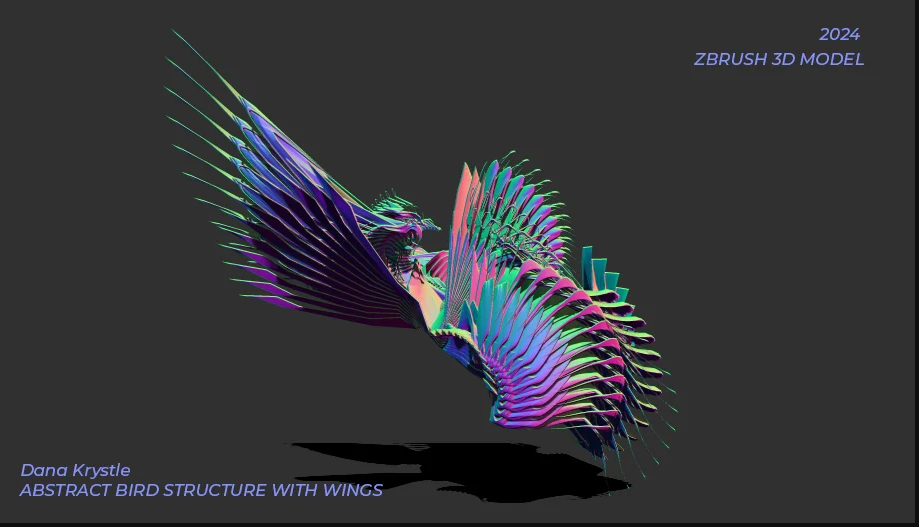 Abstract Bird with wings Sculpture [ZBrush tool+ project]  