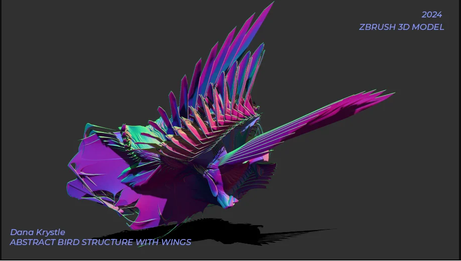 Abstract Bird with wings Sculpture [ZBrush tool+ project]  