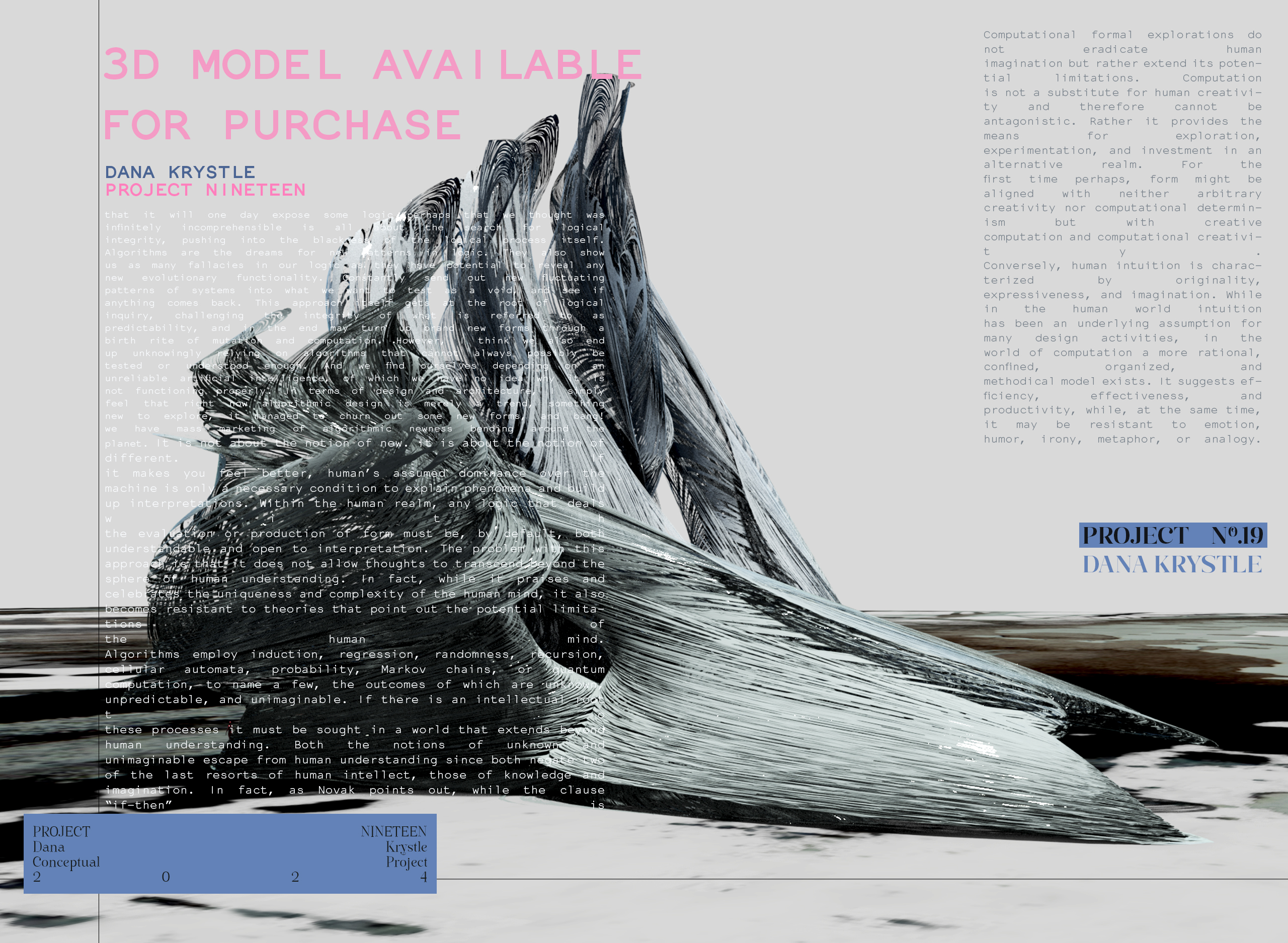 PROJECT NINETEEN- Architecture 3D CONCEPT - Experimental Design