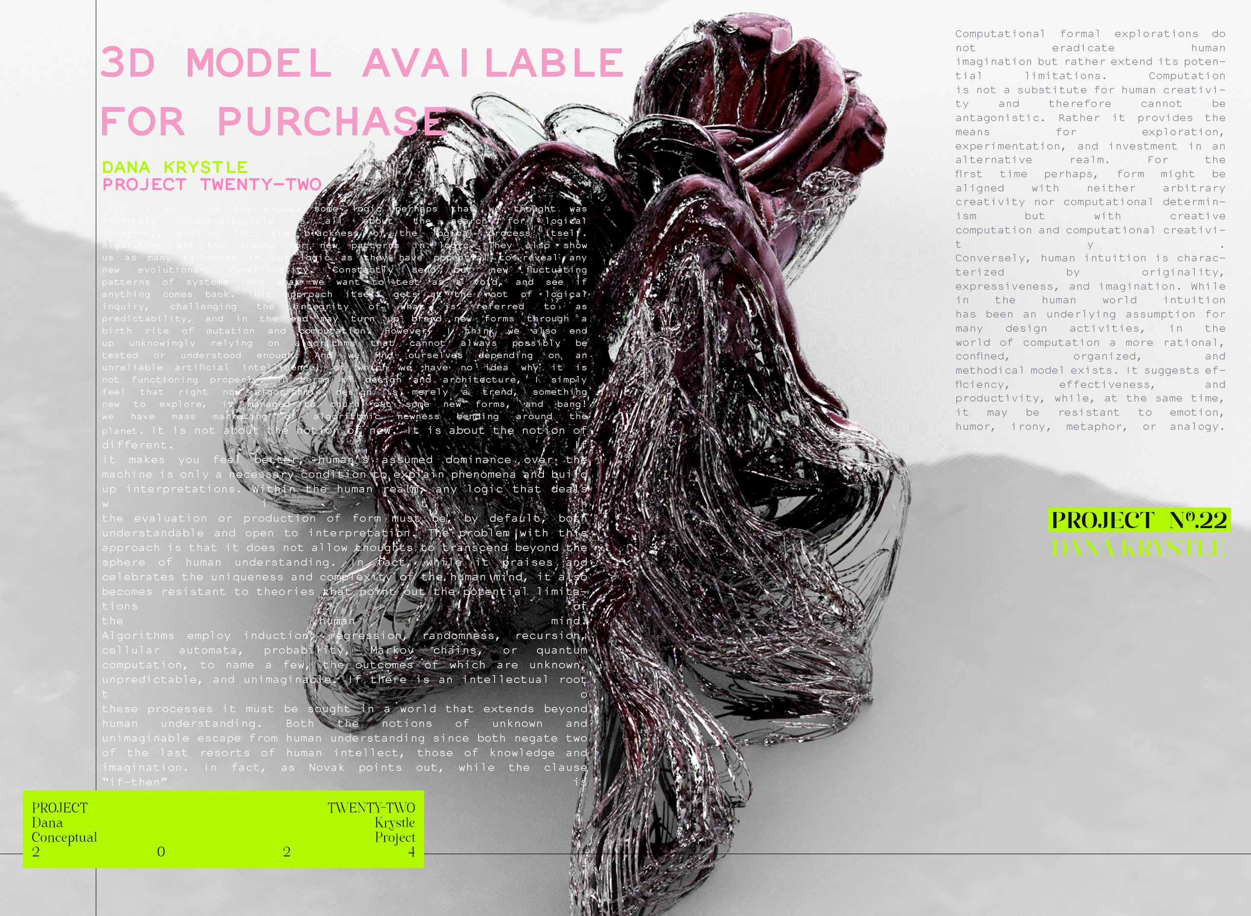 PROJECT TWENTY TWO - Architecture 3D CONCEPT - Experimental Design