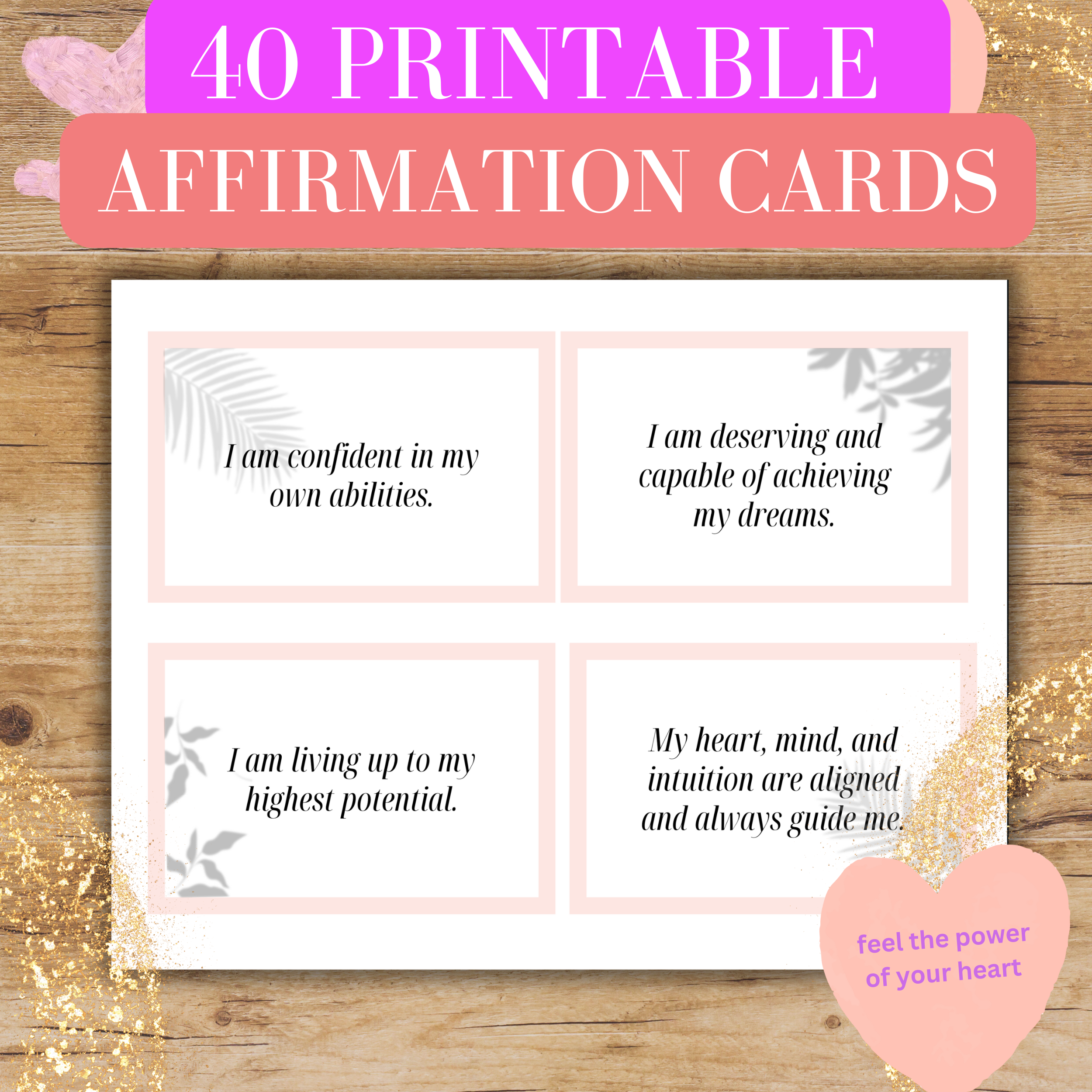 40 Printable Affirmation Cards Activate Your Heart Power