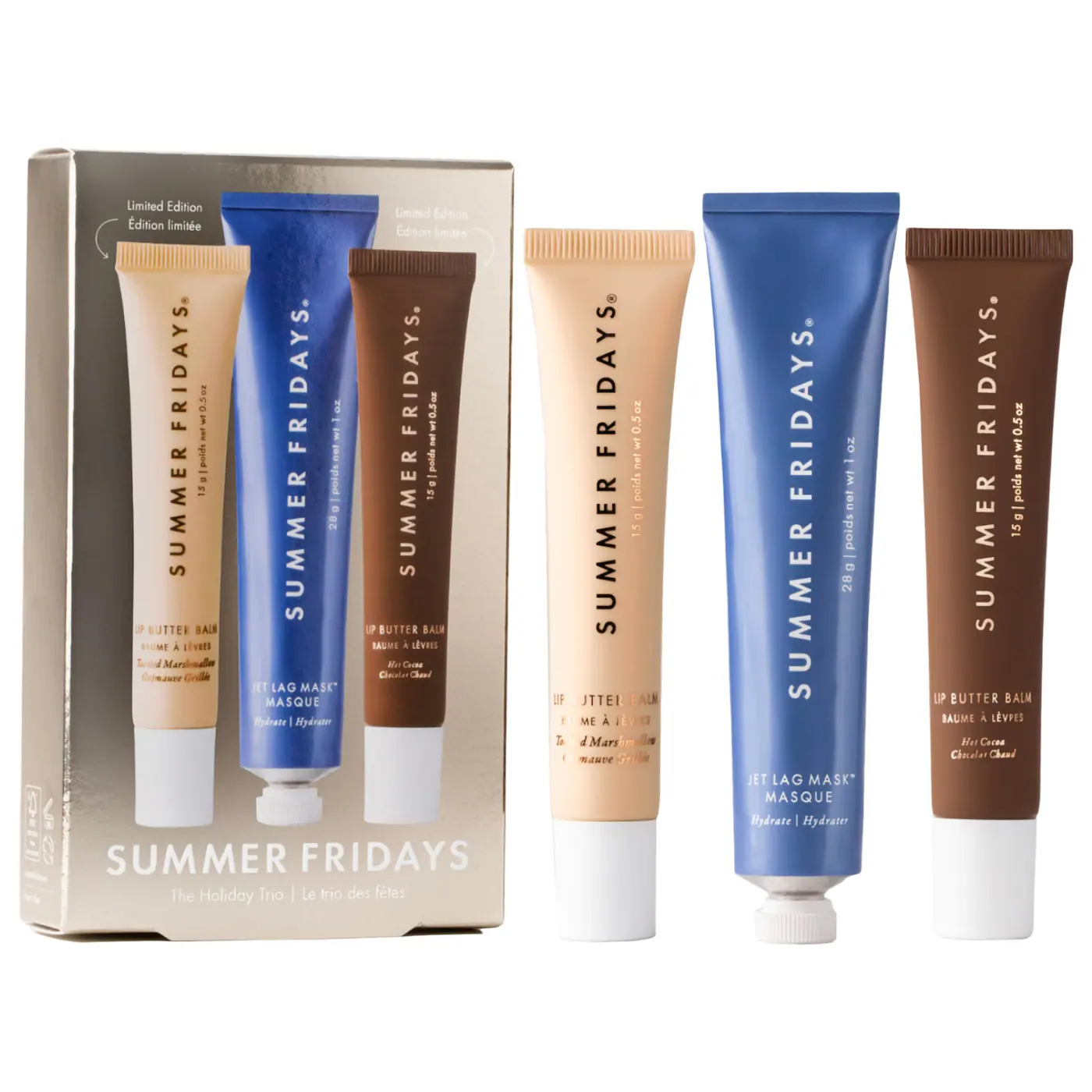 SUMMER FRIDAYS The Holiday Trio Set with Lip Butter Balm in Hot Cocoa & Toasted Marshmallow - *PRE ORDER*