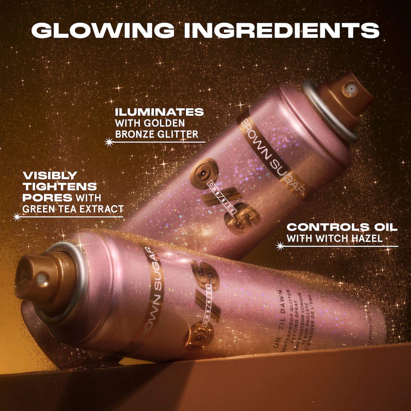 ONE/SIZE On 'Til Dawn Waterproof Glitter Setting Spray - Brown Sugar - *PRE ORDER*