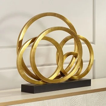 Moderne Aluminium-Goldskulptur – Stilvolle Metall-Dekoration für Schlafzimmer, Esszimmer und Büro