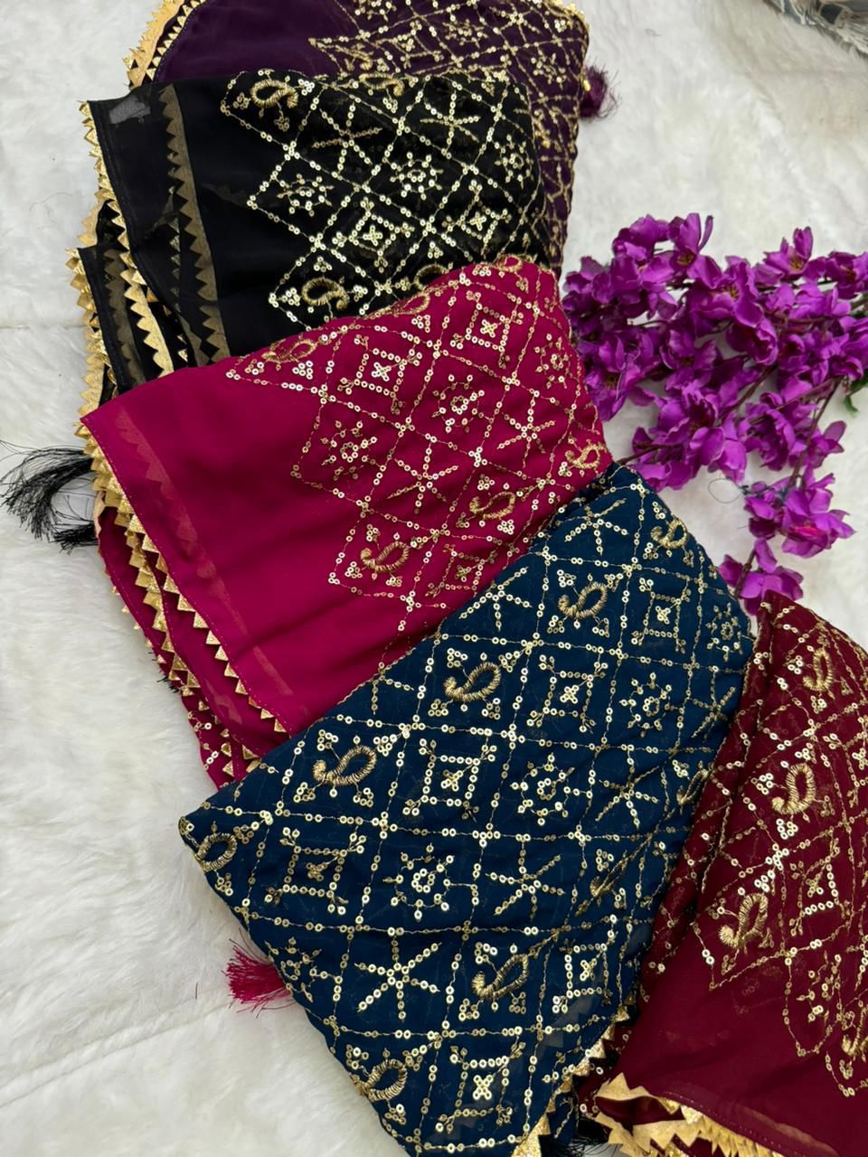 Pure Georgette vintage Minakari work duptta 