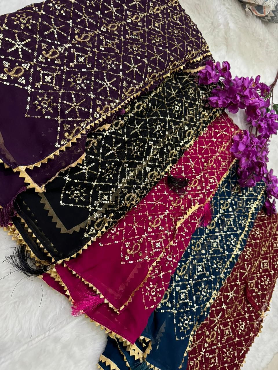 Pure Georgette vintage Minakari work duptta 
