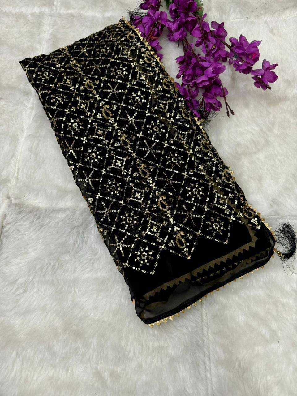 Pure Georgette vintage Minakari work duptta 